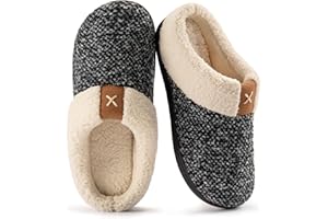 ULTRAIDEAS Ladies' Cozy Memory Foam Slippers Fuzzy Wool-Like Plush Fleece Lined House Shoes w/Indoor, Outdoor Anti-Skid Rubber Sole