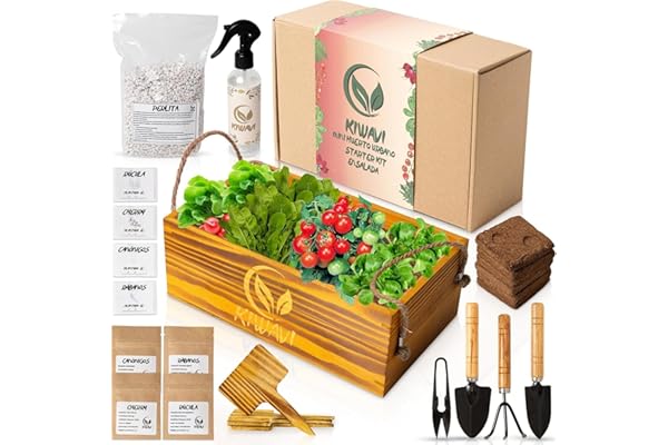 Kiwavi Mini Huerto Urbano Interior y Exterior – Kit Completo de Cultivo en Casa – Semillas de Tomate Cherry, Rúcula, Canónigos y Rábanos – Fácil de Usar