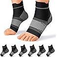 PAPLUS Plantar Fasciitis Sock (6 Pairs) for Men and Women, Compression Foot Sleeves with Arch and Ankle Support (Black, Large)