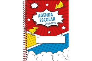 EDIDÁCTICA Agenda Escolar 2025-2026 // Semana Vista // Español // Diseño Comic // Especial Primaria // Espiral plástico y tapas protectores // Formato A5. Tamaño 150 x 211 // Tapa semi rígida