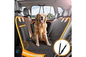 DZKKIUR 4 en 1 Funda Coche Perro de Asiento (143 cm), Funda Asiento Coche Perro con Ventana de Malla Visible, Protector Coche Perros Impermeable Antideslizante para SUV, Camión, Transportar y Viaje