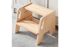 WINGYZ Stegpall för småbarn, 3-höjdjusterbar träpall för barn, björkmarin plywood, 90 kg kapacitet, självständighet, kök pott