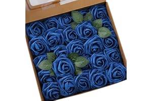 Ksnnrsng Flores Rosas Artificiales Espuma Rosa Falsa para Manualidades, Ramos de Novia, centros de Mesa, Despedidas de Soltera y Decoración del Hogar (25 Piezas, Azul Real)