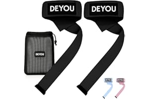 DEYOU Zughilfen für schmale & mittlere Handgelenke – Wrist Straps (gepolstert) aus 100% Baumwolle mit Meshbag – Gym Straps für Krafttraining, Gewichtheben, Bodybuilding Damen & Herren