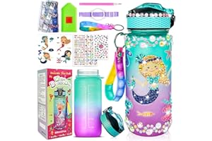 PUOSIKE Sirène DIY Gourde Enfant Cadeaux Fille 6 8 10 Ans Gourde Isotherme Enfant Loisirs Créatifs Jouet Sirène Diamond Painting Enfants Anniversaire Rentrée Scolaire Cadeau Fille 4 5 6 7 8 9 10 Ans