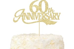 LOVENJOY Topper per Torta per 60° Anniversario Con Glitter Oro per 60 Anni Di Anniversario Di Matrimonio Festa Decorazione
