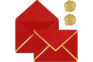 INELIHOO 20PCS Retro Kraft Paper Gift Envelopes with Gold Border Blank Long Invitation Envelopes Buckle Envelope with Sticker Money Envelope Gift Card Envelopee for Wedding Birthday Xmas Gifts Card
