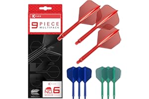 Target Darts K-Flex Integrated Dart Flights and Shafts, Kflex 9 Pack Bundle, Multipack – K Flex 3 Farben | Schwarz, Weiß, Klar, Rot, Grün, Blau, Pink, Orange, Gelb | Short, Intermediate, Medium