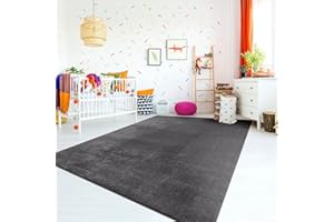 ‎TT HOME TT Home Teppich Kinderzimmer Waschbar rutschfest Kinderteppich Junge Mädchen Weich Pastell, Farbe:Anthrazit, Größe:100x200 cm