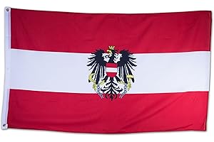 SCAMODA Bundes- und Länderflagge aus wetterfestem Material mit Metallösen, Outdoor Fahne & Flagge (Österreich Wappen) 150x90cm