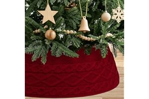 Betylifoy Falda de Árbol de Navidad de Punto Tridimensional de 71 cm, Falda Redonda árbol Navidad, Cubre Pie Arboles, Caché de Pie de árbol de Navidades‌（Rojo）