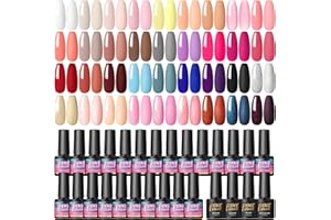 ‎PEACECOLOR Peacecolor UV Nagellack Set, 40 Stück Gel Nagellack mit Unterlack, Glänzender & Matte Überlack, Rosa Nude Gellack Nagellack UV Gel Set für Nagel Design 7ML