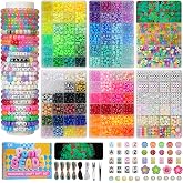 Lynnmos 6 Boxes Pony Beads for Bracelet Making, 4400 Pieces 110 Colors Craft Kit for Girls, Includes Beads and Letters, Gift