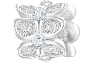 Andante-Stones 925 perle Argent avec 6 cristaux de verre blancs Élément bille pour perles European Beads + Étui en organza