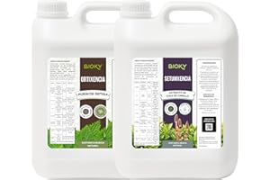 Bioky - Purín de Ortiga 5L y Cola de Caballo 5L - Aporta Hierro y Nutrientes Esenciales - Mejora Defensas Naturales de Plantas - Producido por decocción y fermentación