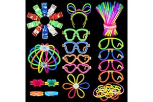 Segotendy Bracelet Fluorescent Lumineux, 246pcs Bâtons Lumineux avec 10 Lumières de Doigt et Accessoires Fluo Soiree, Bracelet Fluo Glow Stick pour Halloween Noël Cotillons Nouvel An Fêtes Décoration
