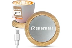 SHERNAX Riscaldatore per caffè. Scaldatazze USB portatile Scaldatazze portatile per bevande con temperatura fino a 80℃ Riscalda tazze da tè, tazze da caffè, tazze da latte (legno chiaro)