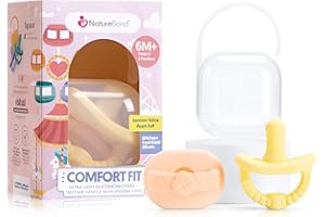 NatureBond Chupetes de silicona para bebé recién nacido (2 paquetes) + estuche para chupete | Binkies de bebé | Silicona de grado alimenticio (Above 6 Months, Sunshine Yellow + Peach Puff)