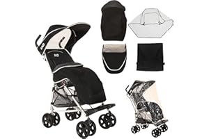 MobiQuip XL Pushchair All Weather Complete Accessories Pack, Warm Footmuff, Sun Hood with Vision Panel, Protective Rain Cover, Storage Basket, to Co-Ordinate with Black MobiQuip XL Stroller