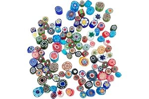 BTMIEY Lot de 110 verres Millefiori COE90 de 50 g pour four à micro-ondes pour travaux manuels, projets de vitrail, fournitures de fabrication de bijoux (verre Millefiori)