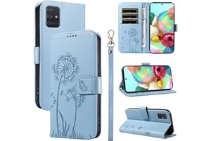 Bravoday Handyhülle für Samsung Galaxy A51 4G Hülle, Premium PU Lederhülle Klappbar Tasche Klapphülle mit Magnet Kartenfach Standfunktion Schutzhülle für Galaxy A51 4G, Hellblau
