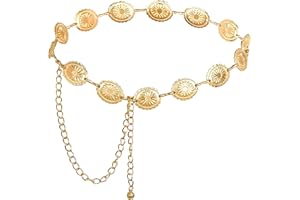 Nokwocy Ceinture Femme en Métal,Ceinture Dorée Avec Marguerite Creuse,Boucles Réglables,Western Femme en Métal Convient pour Robes,Jeans,Pulls,élégantes