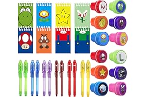 jiaoohoo Super Plumber Party Bag Children's Birthday Girls and Boys Favours, Advent Calendar Small Gifts for Children, 12 UV Pens Notebooks Stamps Children (MLA-BQ-YZ)