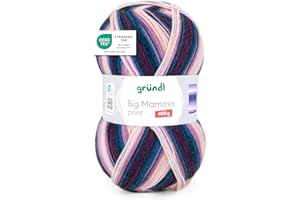 Gründl Lana Big Mamma Print - Lana XXL para tejer - ovillo grande de 400 g / 1040 m - lana con degradado de color 100% poliacrílico - flieder-petrol-purpur-pfirsich-weiß