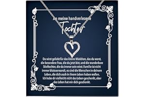 22Feels Echt Silber 925 - Originelle Schmucksets für Stieftöchter - Herz Halsketten mit Botschaftskarten Made In Germany