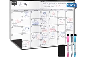 Magnetic Dry Erase Whiteboard Calendar for Fridge - A3 / 40 x 30 cm - Refrigerator White Board Sheet with 3 Colourful Markers & Eraser - Monthly Meal Planner & Organiser for Family - by Yes4Quality