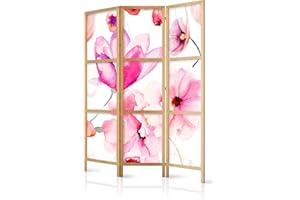 murando Paravento Fiori 3 parti Stampa unilaterale su tela in TNT Parete Divisoria Interno Separatore Stanza Pieghevole Decorazioni