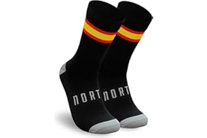 NORTEI - Calcetines Bandera España para Ciclismo, MTB y Running de Meryl para hombre y mujer – Spain (M, Negro)