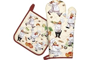 Arquiel Guante De Horno Agarraderas, 100% AlgodóN Guante De Cocina Resistente Al Calo Grueso Seguro para Cocinar, Hacer Barbacoas Microondas Y para La Chimenea Regalo(Cocinero)
