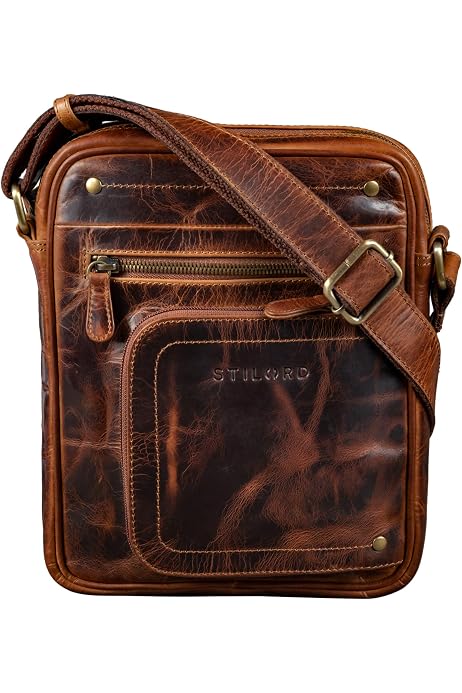 Borsa Messenger Vintage In Vera Pelle Naturale Marrone &ndash; Artigianale, Grande, Da Uomo