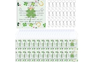 Otuuz 24 Sets Glücksbringer Geschenke 24 Einkaufswagen Schlüsselanhänger 24 Glücksschwein Grußkarten Vierblättriges Kleeblatt Einkaufswagenchip Geschenke für Prüfung Kollege Schüler Abitur Erzieher