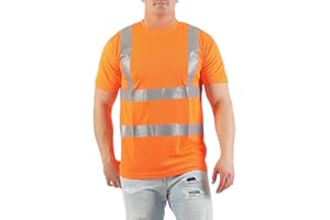 Mivaro Herren Warnschutz T-Shirt in Neon Gelb/Orange Hohe Sichtbarkeit durch Reflexstreifen EN ISO 20471 Klasse 2