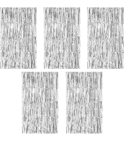 AILEXI 3 stuks metalen gordijnen, glinsterend, blad, franjes, spiegelend, gordijn, deur, raam, decoratie voor verjaardag, bruiloft, feest, accessoires, 92 x 245 cm (92 x 245 cm) - zwart
