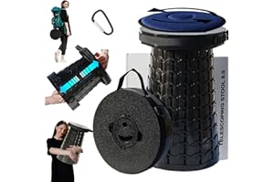 ALEVMOOM Upgraded Épaissi Tabouret Pliant Tabouret Télescopique avec Coussin, Tabouret Pliant Rétractable pour La Pêche De Camping en Plein Air, Hauteur 50CM, Charge Max 1000 LB
