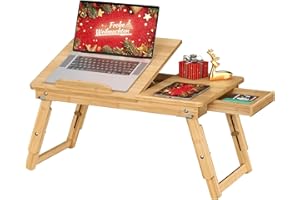 ‎SONGMICS SONGMICS Laptoptisch, Laptopständer, Frühstückstablett, klappbare Beine, für Bett und Sofa, höhenverstellbar, für bis zu 15,6 Zoll Laptops, (61-68,3) x 34,9 x (22,5-32) cm, naturfarben LLD01N