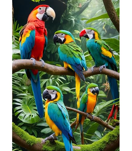 Puzzle 1000 Teile 'Perroquets Sur La Véranda' – 70x50 Cm, Exotische Papageien & Blumen-Motiv