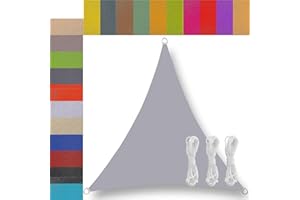 Ufamiluk sonnensegel dreieckig wasserdicht 1.6x1.6x1.6m sonnensegel Balkon Regenschutz 95% UV Schutz Windschutz Überdachung Plane für Garten Terrasse Outdoor Camping Patio Schwimmbad Grau