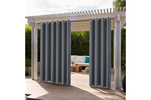 LIVEGO Outdoor Curtains for Garden Patio Gazebo Pergola,Waterproof,Windproof,Blackout Thermal Insulated Double Grommet(Top and Bottom) Outdoor Curtains for Garden Patio Door(2 Panels,52"*84",Dark Grey )