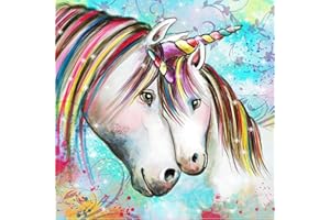 POENOEN Unicorno 5D Diamond Painting Kit per Bambini, Animali DIY Completo Pittura Diamante Kit per Adulte, Pietra Rotonda Diamond Art per Casa Decorazioni/Natale (30x30cm)