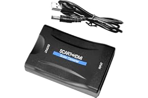 KUYiA - Convertitore da scart a HDMI, adattatore video con uscita HDMI, Full HD 720p/1080p, interruttore video audio, convertitore di alta qualità per monitor HDTV, proiettore, STB, VHS, Xbox, PS3,