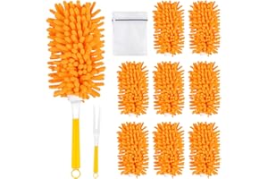 ‎LOVECO 8 Stück Staubwedel Waschbar für Swiffer Duster Staubmagnet Nachfüllpack, 360° Wiederverwendbar Tücher für Swiffer Staubwischer (inklusive 1 Griff und Wäschesack)