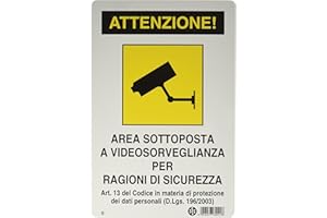WURKO Pubblicentro 27783 Cartelli Segnaletici in Alluminio, Area Videosorvegliata