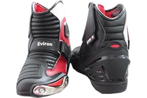 EVIRON Short Ankle Style Motorcycle Leather Red Boots (UK 9)