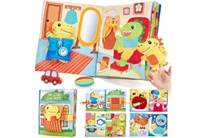 Hahaland Dinosaurier Montessori Quiet Book ab 1 Jahr, Interaktives Lernbuch ohne Bildschirmzeit, Busy Book ab 1–3 Jahre Fördert die Feinmotorik, Tragbares Stoffbuch, Geschenk für Baby Spielzeug 1 Jahr