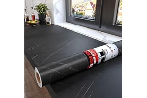 Decotalk Papier Peint Effet Marbre Noir Auto Adhesif Film 40X300cm Décoratif Autocollant Vinyle Résistant à l'eau, Amovible Papier pour Bureau Cuisine Armoire étagère Salle de Bain Meuble