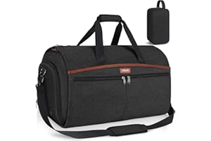 LUBARDY Handgepäck-Kleidersäcke für Reisen, hängende große Anzugtasche für Männer, wasserdichte Reise-Kleidertasche mit Schuhfach, 2-in-1 umwandelbarer Kleidersack mit Kulturbeutel, Schwarz